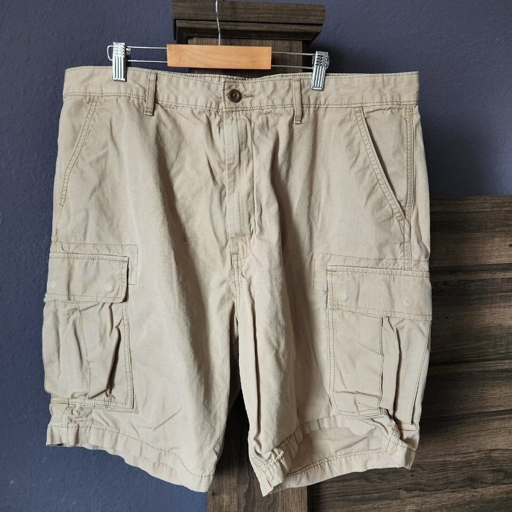 Levi's Mens Ripstop Cargo Shorts Size 40‎ Beige Cotton Work Casual Baggy